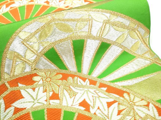 平和屋着物●西陣 川島織物 六通柄 本袋帯 片輪車草花文 金銀糸 正絹 逸品 CABG8892hy