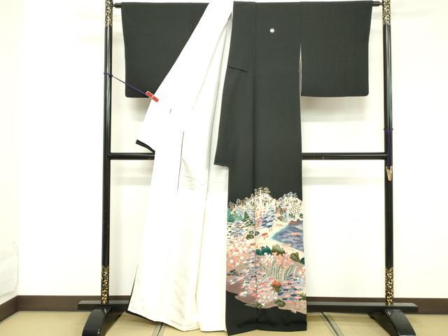 平和屋着物■豪華黒留袖 風景文 正絹 逸品 DABF4502cd