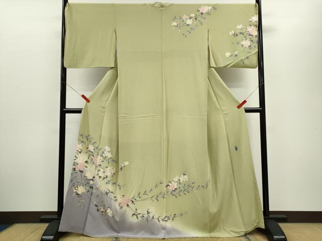平和屋着物●訪問着 作家物 友禅 枝花文 暈し染め 正絹 逸品 CABG2158ze