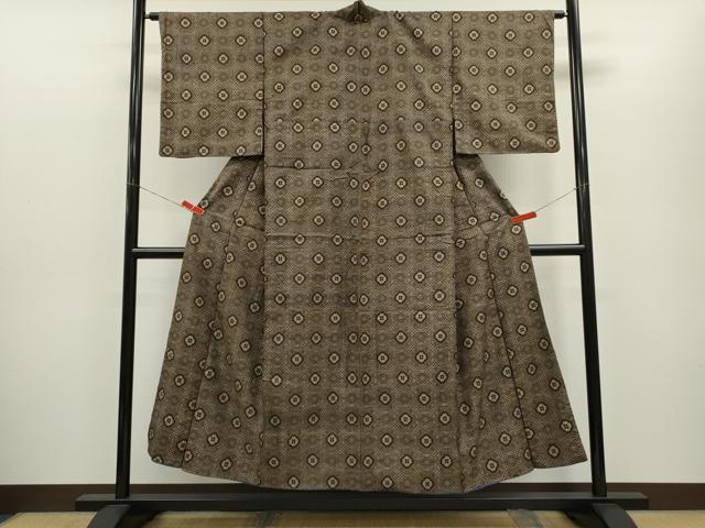 平和屋着物●アンティーク 大正ロマン 本場大島紬 龍郷絣 蜀江井桁絣 正絹 逸品 CABG2146ze