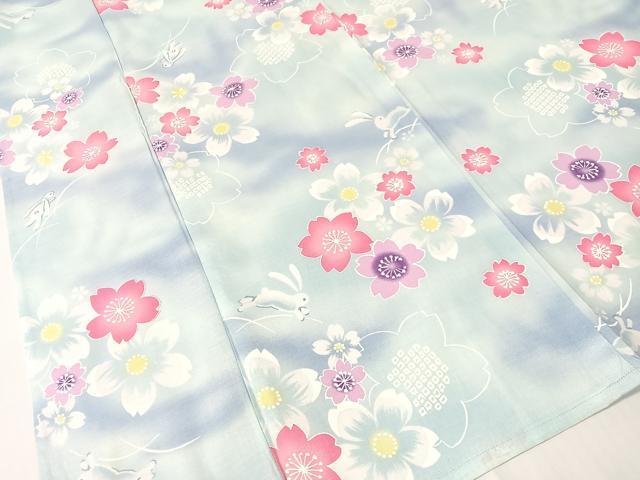平和屋着物∴夏物 浴衣 跳び兎 綿 逸品 CABG7707vp