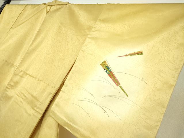 平和屋着物▽訪問着 単衣 扇面花文 暈し染め 金彩 洗える着物 DABE4820az
