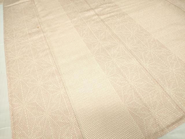 平和屋着物▽本塩沢 単衣 麻の葉文 110亀甲 正絹 逸品 DABE4824az