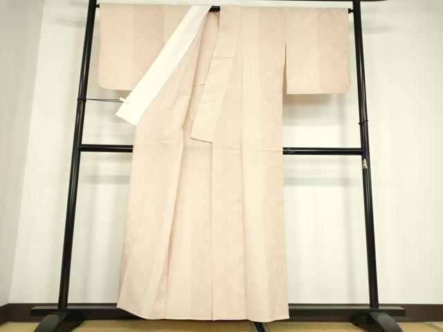 平和屋着物▽本塩沢 単衣 麻の葉文 110亀甲 正絹 逸品 DABE4824az