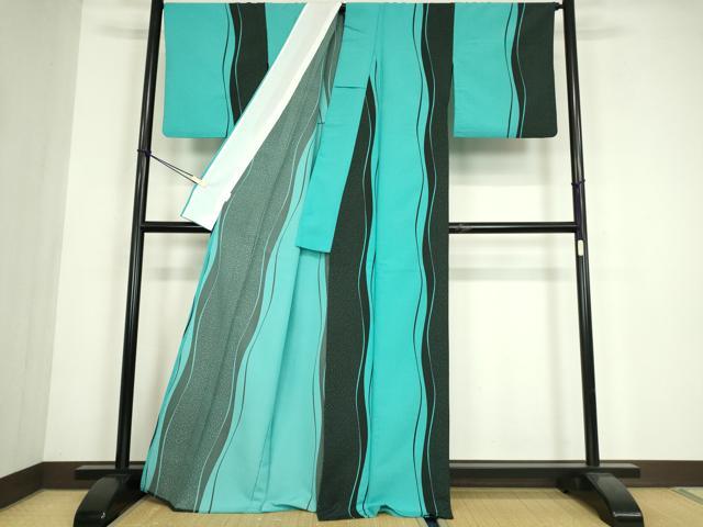 平和屋着物▽小紋 単衣 箔散らし 洗える着物 DABE4850az
