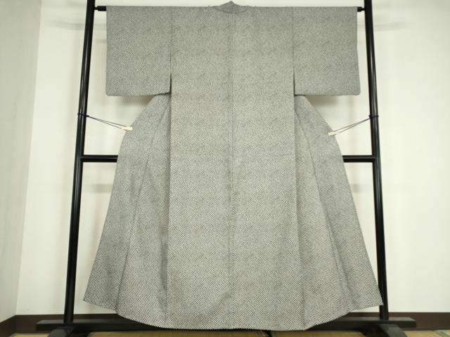 平和屋着物▽小紋 単衣 鹿の子文 黒地 洗える着物 DABE4868az