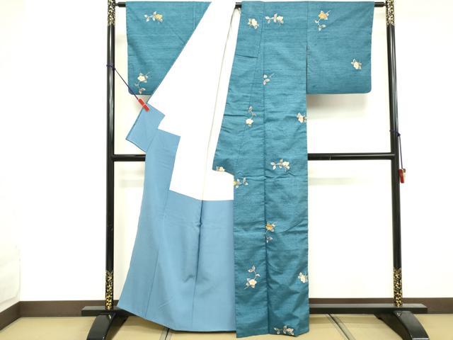 平和屋着物■上質な小紋 紬地 枝花文 正絹 逸品 DABF9538cd
