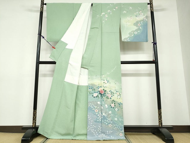 平和屋着物●訪問着 枝花文 金彩 正絹 逸品 DABF1361ud