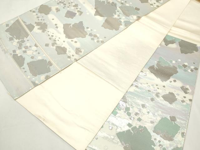 平和屋着物◎六通柄袋帯 箔散らし プラチナ 引箔二重織 正絹 逸品 DABF8093we