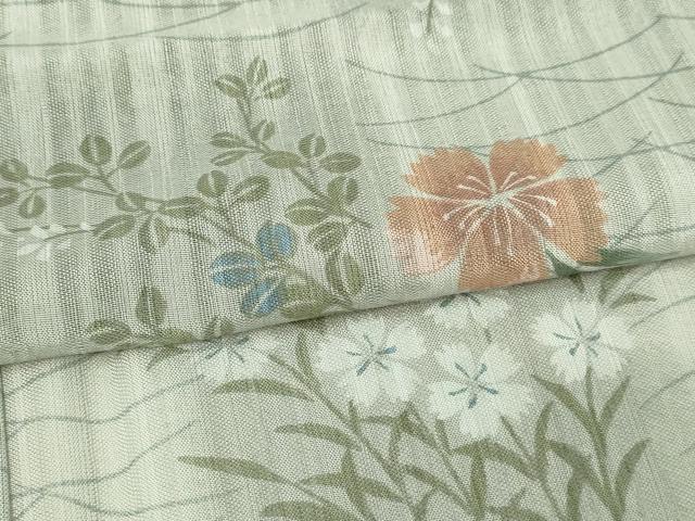 平和屋着物*夏物 小紋 草花文 紗 洗える着物 DABF8628sf