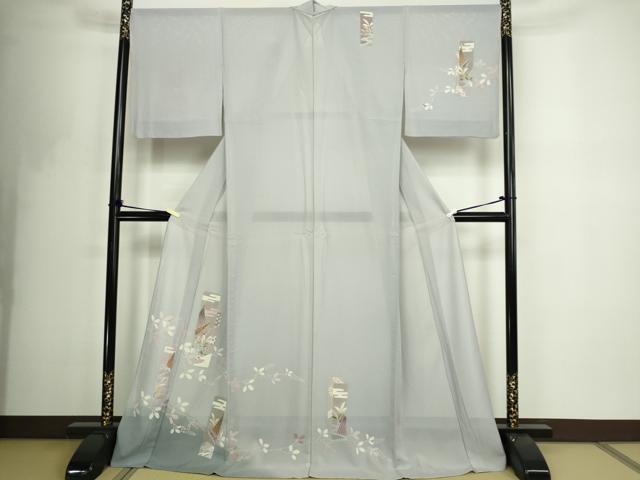 平和屋着物*夏物 訪問着 舟 枝葉文 暈し染め 絽 ロング丈 正絹 逸品 DABF8644sf