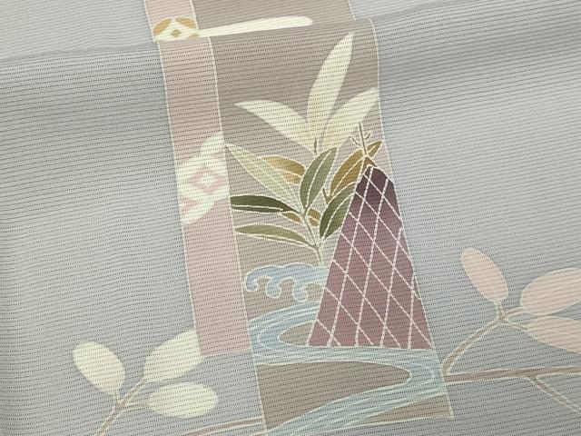 平和屋着物*夏物 訪問着 舟 枝葉文 暈し染め 絽 ロング丈 正絹 逸品 DABF8644sf