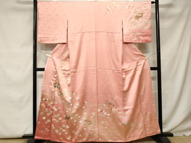 平和屋着物■訪問着 地紙枝垂れ花文 暈し染め 金彩 正絹 逸品 CABF9791ev