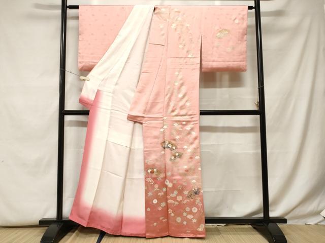 平和屋着物■訪問着 地紙枝垂れ花文 暈し染め 金彩 正絹 逸品 CABF9791ev