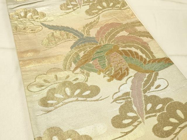 平和屋着物◎六通柄袋帯 鳳凰松文 金銀糸 正絹 逸品 DABF6792qp
