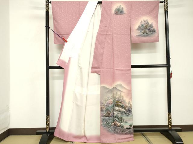 平和屋着物■訪問着 手描き 遠山風景文 暈し染め 正絹 逸品 DABF9563cd