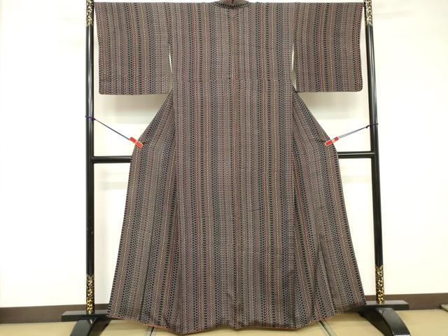 平和屋着物■上質な小紋 亀甲柄 黒地 正絹 逸品 DABF9593cd