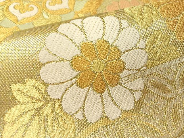 平和屋着物●西陣 川島織物 六通柄 本袋帯 吉祥花文 金銀糸 正絹 逸品 CABG7788vp