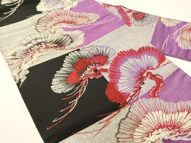 平和屋着物●アンティーク 大正ロマン 九寸名古屋帯 松 銀糸 正絹 逸品 CABG7790vp