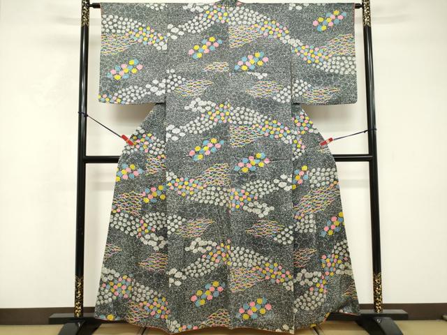 平和屋着物■上質な小紋 芝花文 正絹 逸品 DABF9644cd