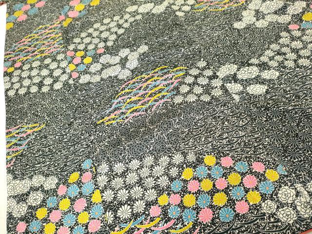 平和屋着物■上質な小紋 芝花文 正絹 逸品 DABF9644cd
