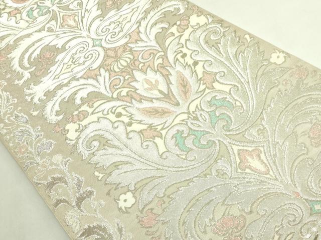 平和屋本店●極上 西陣 川島織物 六通柄 本袋帯 洋花文 銀糸 逸品 DZAB7122kh6