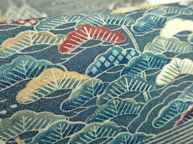 平和屋本店●極上 太鼓柄袋帯 作家物 刺繍 群鶴風景文 金通し地 逸品 DZAB7139kh6