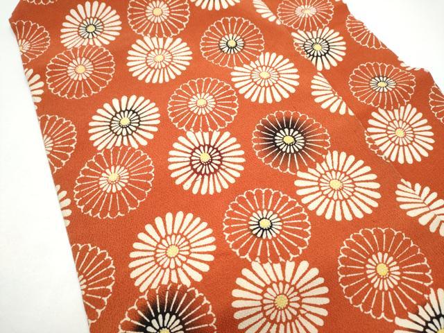 平和屋着物●全通柄 九寸名古屋帯 型染め 菊 鬼しぼ縮緬 正絹 逸品 CABG8897hy