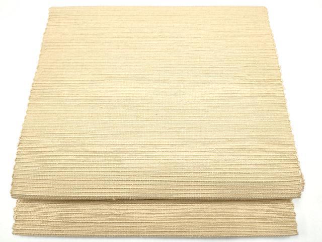平和屋着物●八寸名古屋帯 信州紬 色無地 浅黄色 正絹 逸品 CABG8919hy