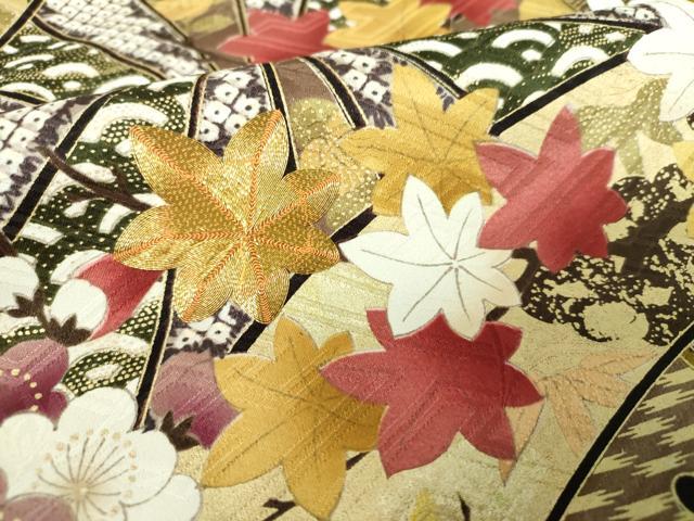 平和屋着物●女優・後藤久美子ブランド 振袖 駒刺繍 源氏車花文 金彩 正絹 逸品 DABF7209ps