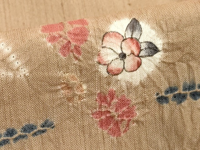 平和屋着物■上質な小紋 紬地 絞り 草花文 正絹 逸品 DABF9653cd