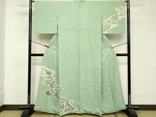 平和屋着物■訪問着 手描き 風景文 正絹 逸品 DABF9651cd