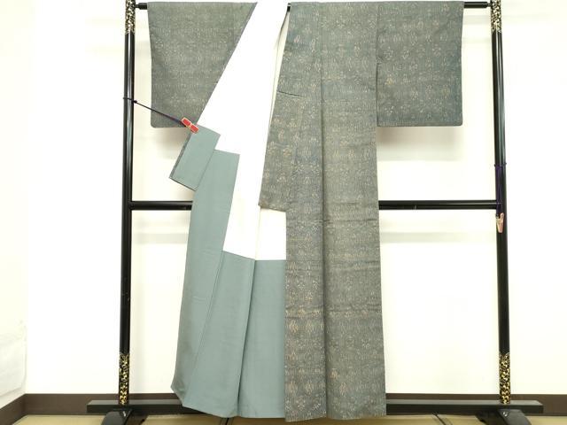 平和屋着物■上質な小紋 紬地 抽象文様 正絹 逸品 DABF9681cd