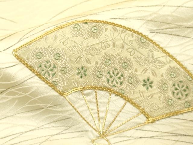 平和屋着物■訪問着 駒刺繍 扇面花文 金彩 正絹 逸品 DABF9682cd