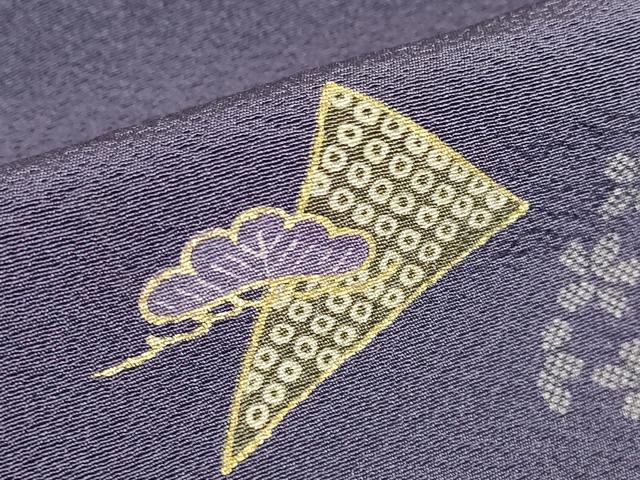 平和屋着物▽上質な小紋 単衣 零れ松葉花文 金彩 三越扱い 正絹 逸品 DABE4945az