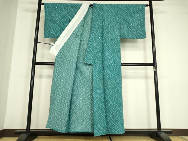 平和屋着物▽小紋 単衣 変わり斜線文 洗える着物 DABE4958az