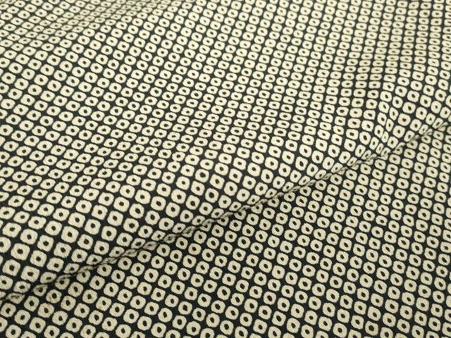 平和屋着物▽小紋 単衣 鹿の子文 黒地 洗える着物 DABE4959az