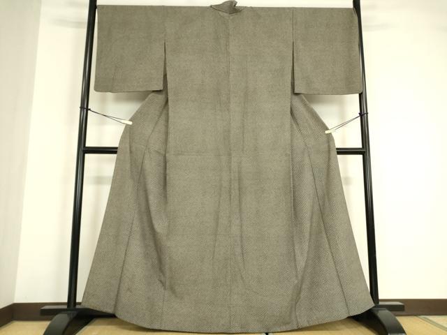 平和屋着物▽小紋 単衣 鹿の子文 黒地 洗える着物 DABE4959az