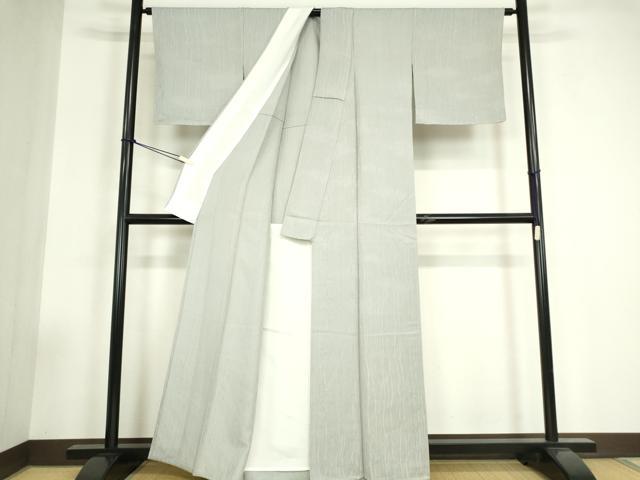 平和屋着物▽上質な色無地 単衣 樹林地紋 灰青色 正絹 逸品 DABG0027az