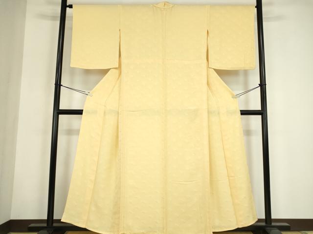 平和屋着物▽上質な色無地 単衣 裏菊地紋 淡黄色 正絹 逸品 DABG0029az