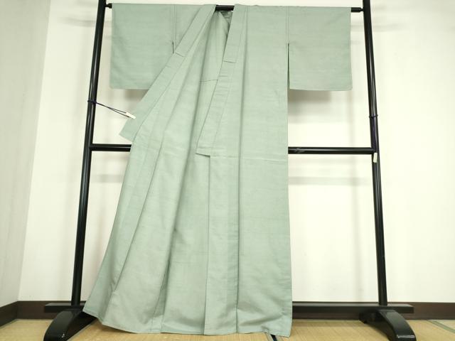 平和屋着物▽上質な紬 単衣 錆青磁色 正絹 逸品 未使用 DABG0036az