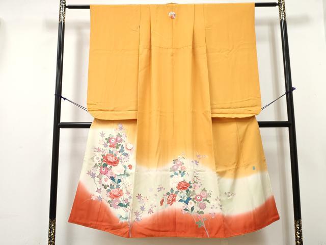 平和屋着物∵女の子 十三参り 子供 祝着 友禅 作家物 草花文 暈し染め 逸品 DABE7307ma