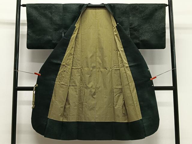 平和屋着物∞道行コート 輪奈ビロード 草花文 ロング丈 正絹 逸品 CABG3904ua