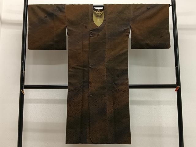 平和屋着物∞道行コート 輪奈ビロード 舞葉文 ロング丈 正絹 逸品 CABG3918ua