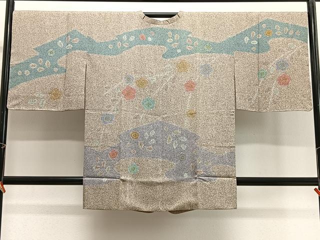 平和屋着物∞道行コート 草花文 金糸 正絹 逸品 未使用 CABG3906ua