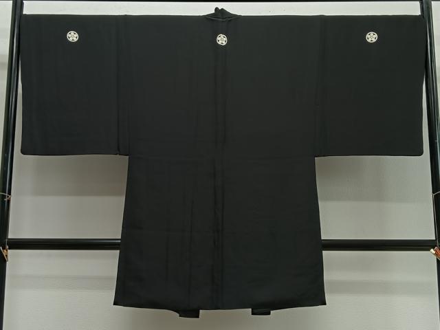 平和屋着物∞男性 長羽織 黒紋付 正絹 逸品 CABG3910ua