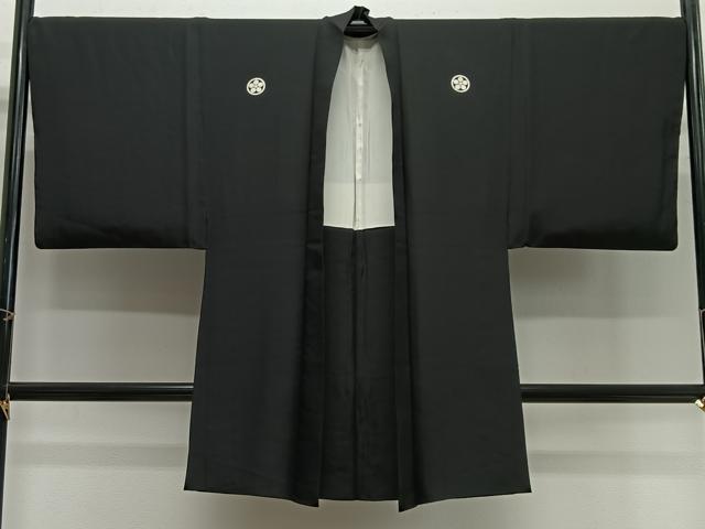 平和屋着物∞男性 長羽織 黒紋付 正絹 逸品 CABG3910ua