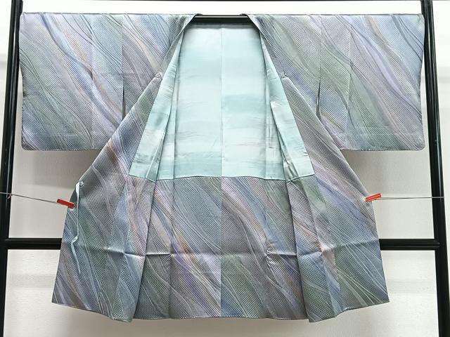 平和屋着物∞染色家 岩浅公展 道行コート 霞文 暈し染め ロング丈 反端付き 正絹 逸品 CABG3907ua