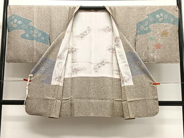 平和屋着物∞道行コート 草花文 金糸 正絹 逸品 未使用 CABG3906ua