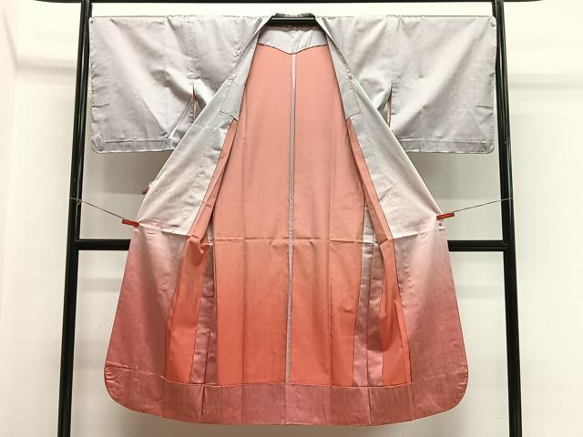 平和屋着物∞西陣 道行コート 雨コート 単衣 霞文 ロング丈 反端付き 正絹 逸品 未使用 CABG3916ua